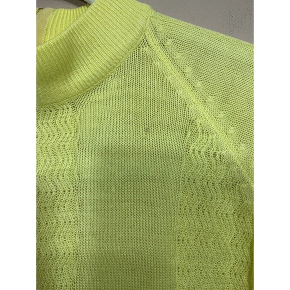 VTG Jane Hunter Womens Mock Neck Sweater S Yellow 60s Lightweight Preppy Retro - Picture 5 of 6